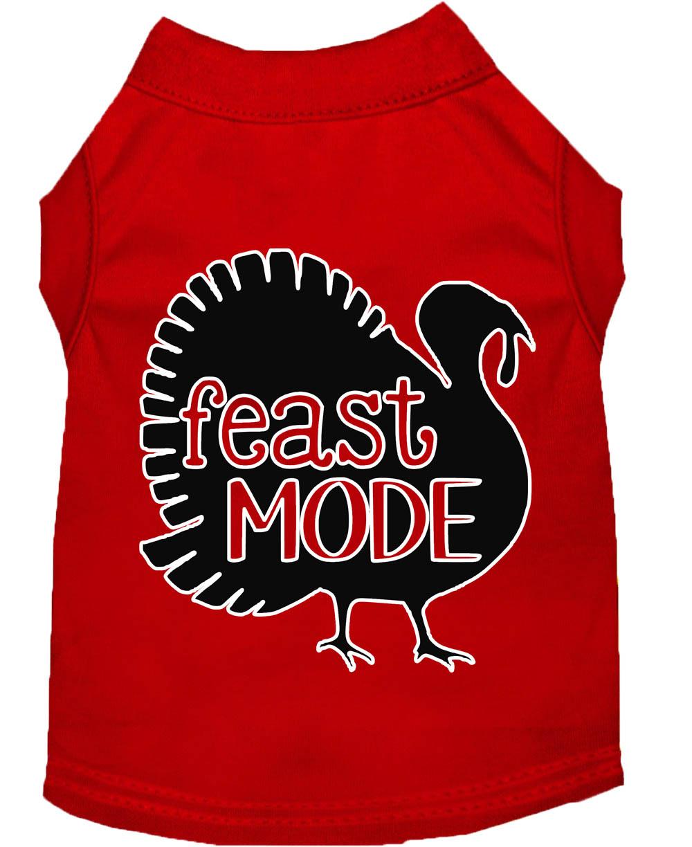 Feast Mode Screen Print Dog Shirt Red XS